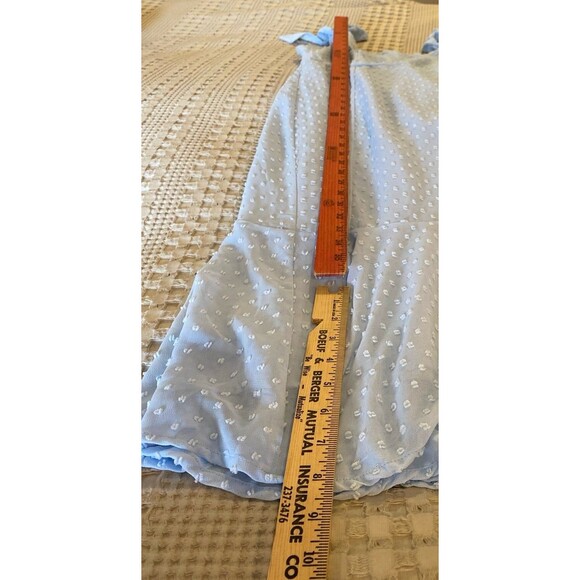 Lulus Dress Size Large Periwinkle Blue Swiss Dot Tie-Strap Midi Lined Ruffle Hem - Picture 12 of 12